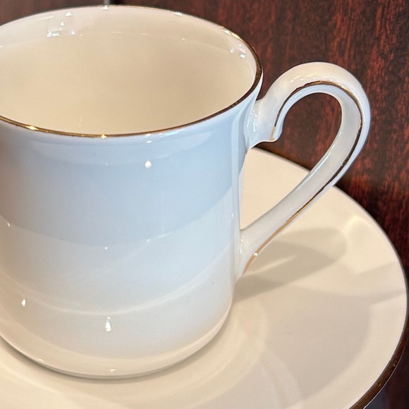 Queen's China Staffordshire English Fine Bone China White Cup & Saucer - 2 Sets - Picture 4 of 8